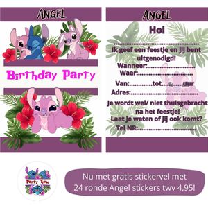 Uitnodiging kinderfeestje - Kinderfeest - Uitnodigingen - Verjaardag - Feest - Eigen design en print - Wenskaart - Angel - 20 stuks - A6