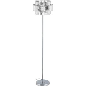 Relaxdays staande lamp kristal - 150 cm - moderne vloerlamp zilver - E27 - woonkamer - hal
