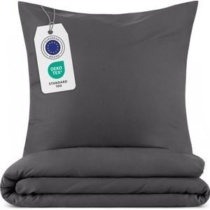 Blumtal Evolon® Dekbedovertrek met Kussensloop - Anti-Allergisch - Tegen huisstofmijt - 220 x 220 cm - 2 Kussenslopen 40 x 70 cm - Antraciet