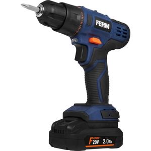 FERM - F-POWER - CDM1158 - Li-Ion Accuboormachine - 20V - 2,0Ah - met accu en lader - in koffer - LED werklicht - 26Nm - 2 snelheden - 17+1 slipkoppelingen - Snelspankop - 10mm - 1300/min - Softgrip - Starter set - voor accu platvorm - F power range