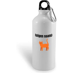 Hacebo® - kat met eigen naam waterfles - Katten - katten liefhebbers - iemand die houdt van katten - verjaardag - cadeau - kado - water fles - 400ML