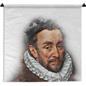 Wandkleed - Wanddoek - Willem van Oranje - Kunst - Wit - 180x180 cm - Wandtapijt