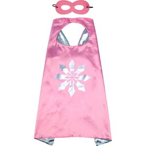 Prinsessenjurk meisje - Prinsessen Verkleedkleding - Roze Cape + Masker - Roze - carnavals kostuum kinderen