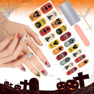 Halloween semi-uitgeharde gel nagellak stickers, 20 stuks nagellijm wrap volledige wraps gel nagelstrips met nagelvijl en stok voor Halloween Nail Art Decor (UV / LED-lamp vereist)
