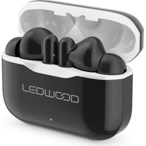 LEDWOOD LD-T06-BLK-WHI - CAPELLA T06 TWS earphones met oplaadcase en superbass, zwart/wit