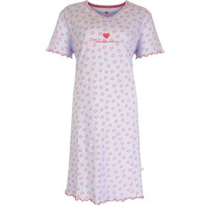 Tenderness Dames Nachthemd - Slaapkleed - Hartjesprint - 100% Katoen - Licht Blauw - Maat XL