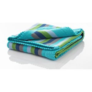 Pebble Crochet Edge Stripey - Wiegdeken 75x100 cm - Deep Turquoise