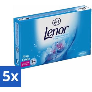 Lenor - Droogtrommeldoekjes - Aprilfris - Textielverfrisser - 34 Doekjes - Bulkverpakking - 5 stuks