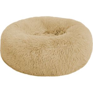 Perfect Donut Hondenbed voor huisdieren - ⌀80cm - Hoogte 25CM - Fluffy Hondenmat - Hondenmand Khaki