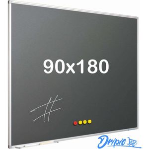 Krijtbord PRO - Magnetisch - Schoolbord - Eenvoudige montage - Geëmailleerd staal - Grijs - 90x180cm -