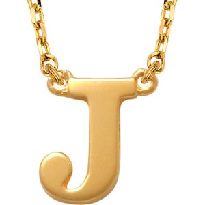 New Bling 9NBG-900J Gouden Ketting met Letter J - 6mm - Ankerschakel - 38+2,5+2,5cm - Initiaal sieraad - 14 Karaat - Goud