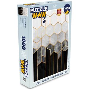 Puzzel Goud - Hexagon - Chic - Patronen - Luxe - Legpuzzel - Puzzel 1000 stukjes volwassenen
