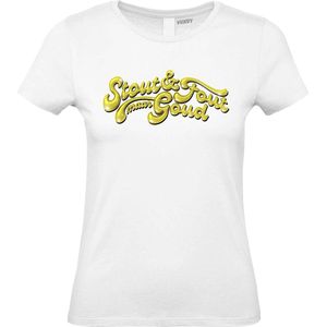 Dames t-shirt Boog Stout & Fout maar Goud | Toppers in Concert 2025 | Stout & Fout maar Goud | Foute Party Shirt | Wit Dames | maat L