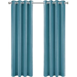 LW collection - gordijnen - kant en klaar - fluweel - verduisterend - turquoise blauw velvet - 290x270cm