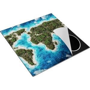Chefcare Inductie Beschermer Eilanden Wereldkaart - 78x78 cm - Afdekplaat Inductie - Kookplaat Beschermer - Inductie Mat