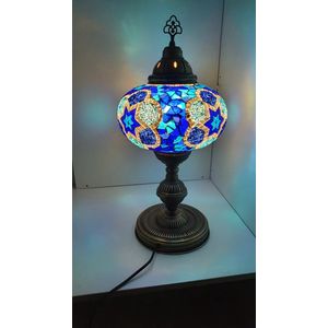 Oosterse Glans - Handgemaakte Mozaïeklamp - Tafellamp Ø50cm - Blauw