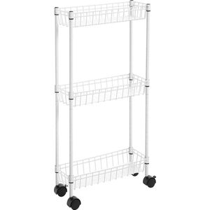 MIRA Home - Keukentrolley - Keukenrek - 4 lagen - Trolley - Wit - Serveerwagen - Keuken - 40x15x80cm
