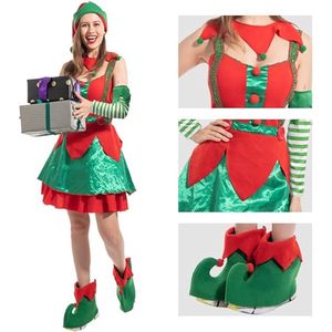 kostuum voor vrouwen volwassenen kerstman sexy kerstjurk groen rood, maat L.