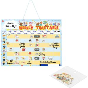 Navaris magnetische weekplanner in het Engels - 40 x 32 cm - Magneetbord inclusief 98 stickers en stift - Uitwisbare familieplanner