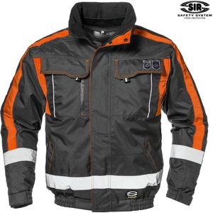 CONTENDER JACKET Werkjas , ANTHRACITE / Hi-Vis Oranje Veiligheidsjas - Waterdicht - Winddicht - Verstelbare manchetten - Reflecterende details - Verborgen capuchon - Fleece kraagvoering - Meerdere zakken - EN 343