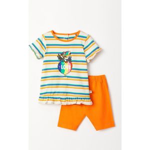 Woody pyjama baby meisjes - multicolor gestreept - toekan - 231-3-TUN-S/908 - maat 68