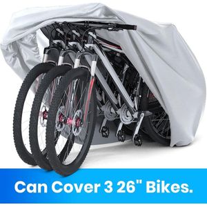 Waterdichte fietshoes voor 2-3 fietsen, 210D Oxfordstof, beschermhoes met tas, 200x105x110cm, (zilverkleurig)