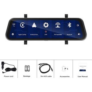 Bolmans - Dashboard Camera - 4k Carplay - Auto Navigatie - Dashcams - Dashcam voor Auto - Dashcam Voor Auto Voor En Achter - Zwart - Touchscreen - Spraakbesturing - Incl. 32G TF Card, Power cord en AUX Kabel