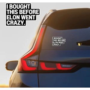 Autosticker - I BOUGHT THIS BEFORE ELON WENT CRAZY - trendy nu - 12.7 x 8.6 cm - Duurzaam en Weerbestendig