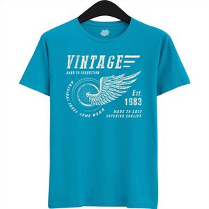 A Vintage Motorcycle Addict Est 1983 | Retro Verjaardag Motor Cadeau Shirt - T-Shirt - Unisex - Aqua - Maat 3XL
