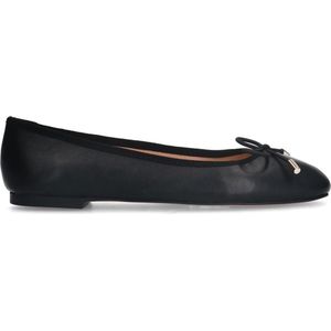 Manfield - Dames - Zwarte leren ballerina's - Maat 37