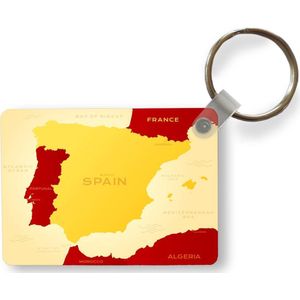 Sleutelhanger - Illustratie van een gele kaart van Spanje - Uitdeelcadeautjes - Plastic