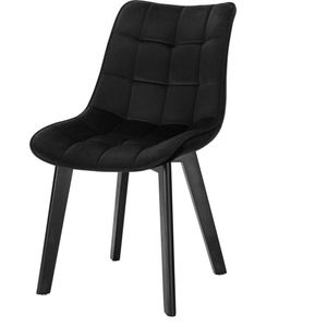Velvet eetkamerstoel - ergonomisch comfort - stijlvol & tijdloos - stevig onderstel - zwart - 45x42x83 cm