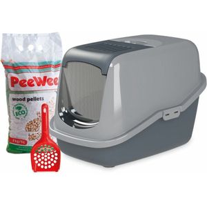 PeeWee EcoHus Startpakket - Kattenbak - Grijs - 56 x 39 x 38.5 cm