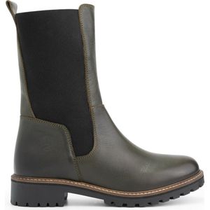 Travelin' Ringdal Leren Dameslaarzen - Wol gevoerd - Chelsea boots - Olijf groen/Leger groen leer - Maat 36