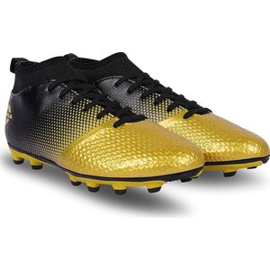 NIVIA Ashtang gouden voetbalknop voor kinderen (Black/Gold, 4 UK/ 5 US/ 38 EU) | TPU-zool met PU-kunstleer | Een gegoten verwijderbare E.VA | Ideaal voor harde en grasachtige oppervlakken