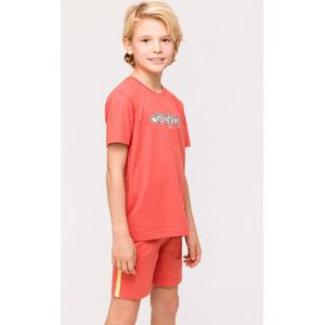 Woody Jongens-Heren Pyjama baksteenrood - maat 128/8J