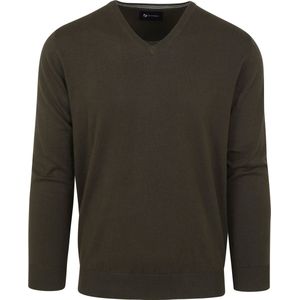 Suitable - Pullover Vini V-Hals Mid Groen - Heren - Maat L - Slim-fit