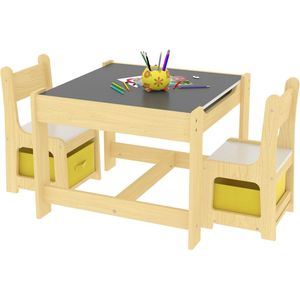 Kindertafel Idony - Met 2 Stoelen - Meerkleurig - Spaanplaat en stof - Modern design