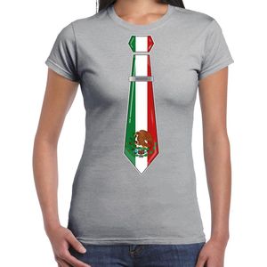 Bellatio Decorations Verkleed shirt voor dames - stropdas Mexico - grijs - supporter - themafeest XXL