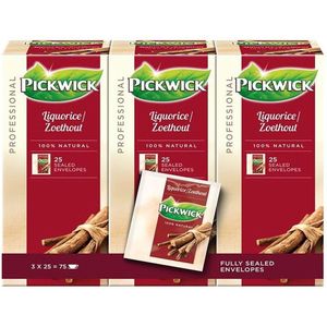 Thee pickwick zoethout 25x 2 gr met envelop | Omdoos a 3 pak x 25 stuk | 3 stuks