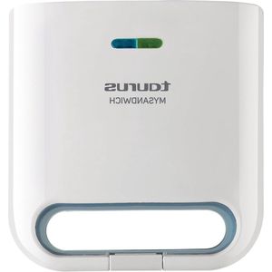 Elektrische Sandwichtoaster 800 W 2 Vierkante Platen - 2 Sandwiches Tegelijk - Perfecte Afdichting - Antiaanbaklaag - Wit