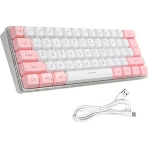 Toetsenbord - Bedraad - Met lichtjes - Qwerty - Mechanische Toetsenbord - Compact Ontwerp - Computer - Roze -