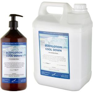 Bodylotion Cool Down 1 Liter met gratis pompje - hervulbaar + Jerrycan 5 liter navulling