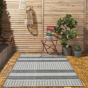 Flycarpets Rio - Tuintapijt - Vloerkleed Voor Buiten & Binnen - Campingkleed - Antraciet Beige - Afmeting 280x370 cm