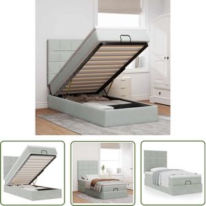 The Living Store Ottoman bed met matrassen 90x200cm fluweel lichtgrijs - Ottoman Bed - Boxspring Bed - Tweepersoons Bed - Kingsize Bed - Stapelbaar Bed