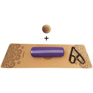Samarali Purperen Yin Yoga Set Sun - Complete Herstel- en Rekset met Kurk Yogamat, Bolster & Massagebal