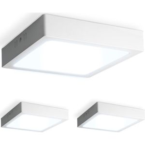 Set van 3 Carolina opbouwspots vierkant - 12 Watt 1160 Lumen - Wit - 6500K daglicht wit - LED downlight - IP20 stofdicht - 160mm