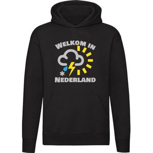 Welkom in Nederland Hoodie | Slecht weer | Weerbericht | Weervoorspelling | Holland | Regen | Zon | Bliksem | Sneeuw | Bewolking | Trui | Unisex