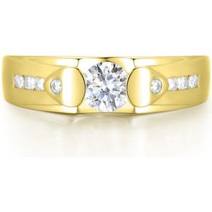 Onyx - 14k Geelgouden Heren Moissanite Ring met Zijstenen