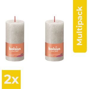 Bolsius Stompkaarsen Shine 8 st rustiek 100x50 mm zandgrijs - Kaarsen - Voordeelverpakking 2 stuks
